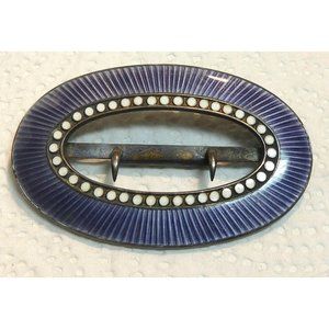 Antique Signed David Andersen Sterling Silver Purple Enamel Belt Buckle Old Mark